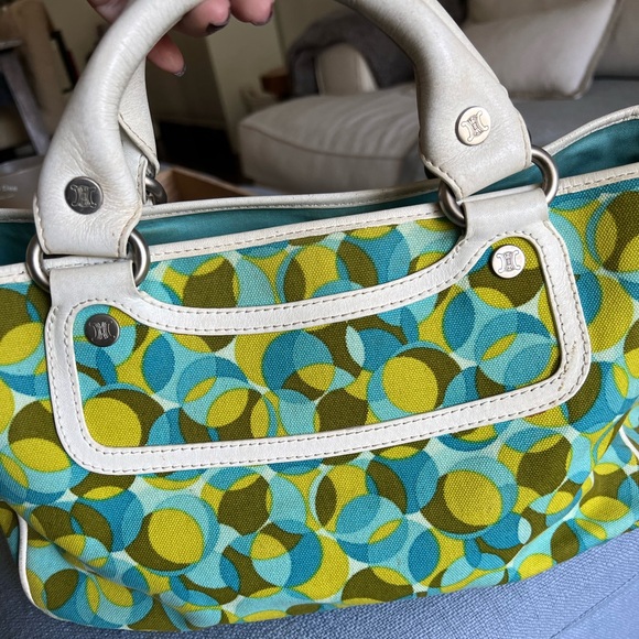 Céline Multicolor Canvas Leather Boogie Satchel Tote Bag and Wallet Turquoise - Picture 13 of 16